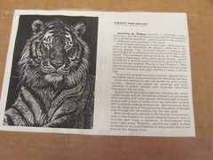 Original Jeanine A. Nahra Scratchboard Standing Tabby Cat