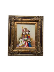 Joyce Roybal Oil Painting Original Puffy People Playing Music 8×10 W/Gold Frame