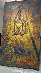 STELLA ANGELINI OIL & 14K GOLD LEAF PAINTING ITALY CHRISTIAN ART BIBLE RELIQUARY