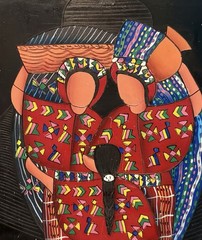 Made In GUATEMALA FOLK ART PAINTING On Board Santiago Atitlán 3 Women 16×12″