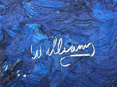 WILLIAMS SIGNED NAUTICAL OIL PAINTING SAILBOAT AT SEA PALETTE KNIFE IMPASTO ART