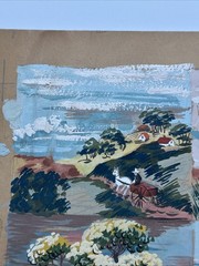 ANTIQUE WPA ERA PAINTING FARM FARMING FARMER HAY RIDE LISTED FAMOUS ALEXANDER