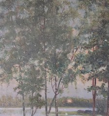 Anna Julia Kockum (1839-1921): BY THE LAKE, original oil painting, dated 1902
