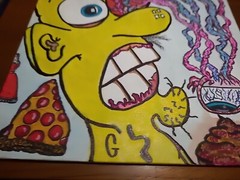 Original Painting Eyes On The Prize Pizza Glue Ocular Injury Feces Lowbrow Toons