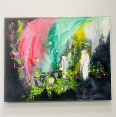 „Come Along“. Original Abstract Acrylic Painting on Canvas Signed on back