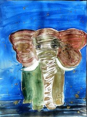 Watercolor Elephant Original Abstract 9×12 Watercolor Paper Signed Contemporary