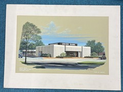 Architectural Rendering, Original Painting, Signed. 1970s, Vintage