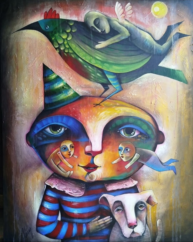 Acrylic/Canvas Carlos Cesar cuban Art 100x80cm T:Con la nin̈ez en el rostro.