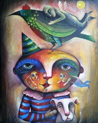 Acrylic/Canvas Carlos Cesar cuban Art 100x80cm T:Con la nin̈ez en el rostro.