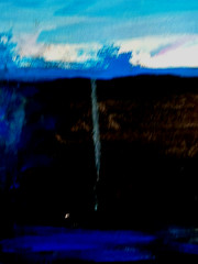 LOVELESS – “MIDNIGHT HORIZON“ abstract original acrylic on canvas 11 X 14 COA