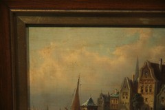 19th Century Dutch Amsterdam Cityscape European PAIR of Paintings