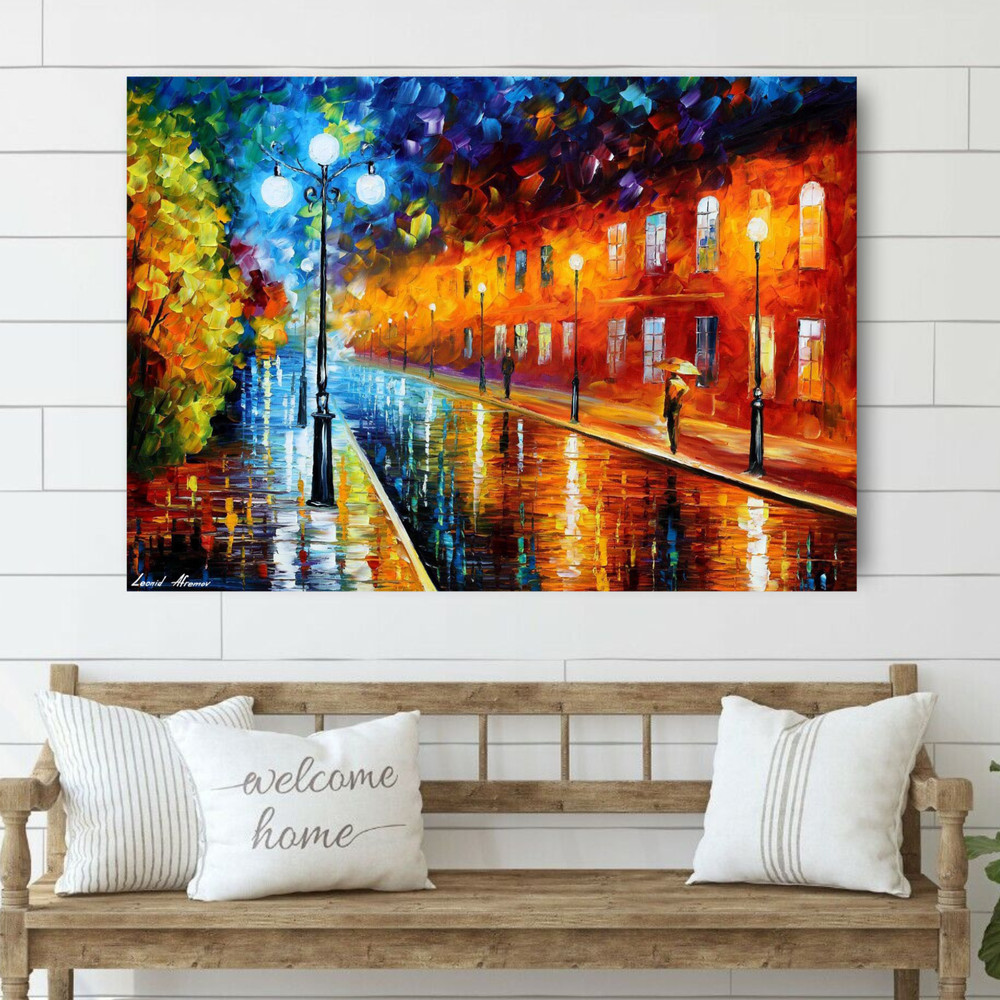 Leonid Afremov BLUE LIGHTS AT NIGHT 30″x24″ LIMITED EDITION GICLEE ORIGINAL