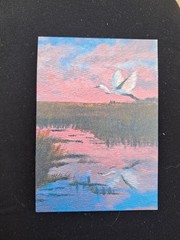 *PRINT* ACEO Bird Landscape Painting | Mini Art Card | Heartandhorizonart