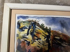 Elnora „Nora“ Hauser (1922 – 2012) „Landscape Scene“ Watercolor Painting- Framed