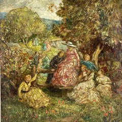 HIGHLY INTERESTING ANTIQUE OIL IMPASTO PAINTING CIRCLE OF ADOLPHE MONTICELLI ART