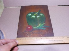 Brother Matthew OSF Small Folk Art Painting Green Pepper & Raddish
