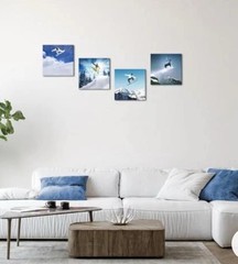 4 Pieces Set Snowboard Winter Sports Canvas Wall Art Modern Snow Mountain Ski