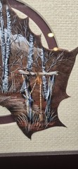 Unique Vtg Beautifully Framed Painted Church Aspens Well On A Leaf Signed Spears