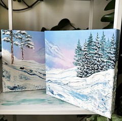 Original acrylic landscape duplex paintings long distance relations gift art