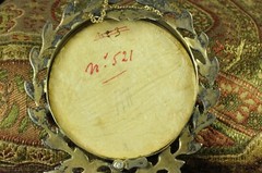 Hand paint miniature portrait in sterling silver frame, 1860’s, “Marie de Coisac