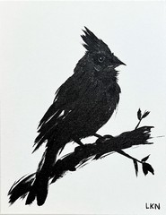Laeknapes Original Abstract Painting 14X11 Canvas Gallery Monochromatic Cardinal