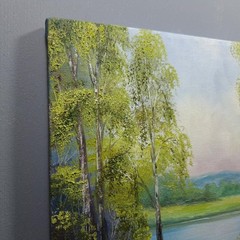 Lakeside Wildflower Path Oil Painting Nature Landscape Garden Artwork 10×10