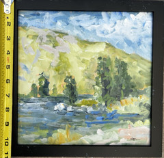 Payette River Pornel Beach Original Impressionism Painting Oil on Canvas 11×11