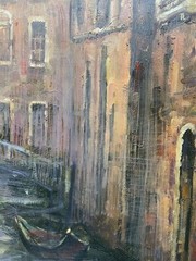 Hungryartist -Original Oil Painting of Venice Canal 24×36 Framed