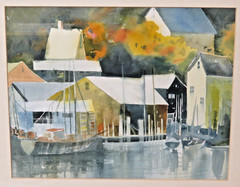 Framed & Matted Wager „Boat House“ MCM Watercolor Signed 20 1/4″ X 17 1 /4″