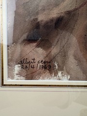 Portrait Woman 1969 Albert Ceen Italian Watercolor Signed Framed