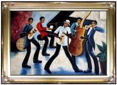 Framed, The Jazz, Quality Hand Painted Oil Painting 24x36in