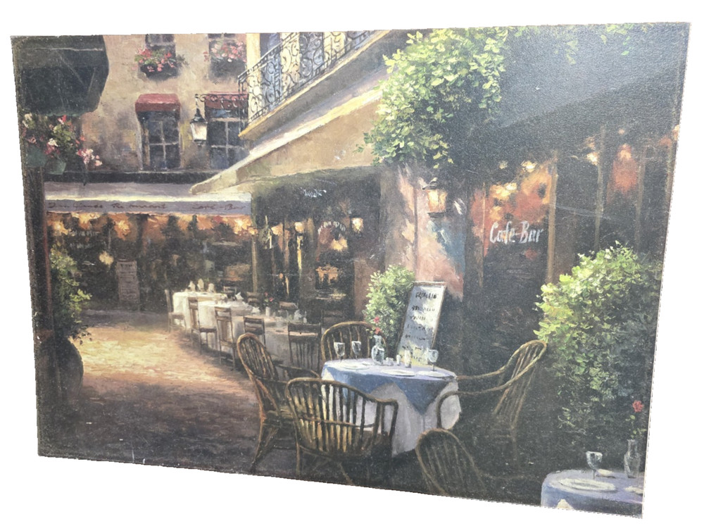 Tuscany Cafe Scene Oil Painting Reproduction On Heavy Cardboard 24×16