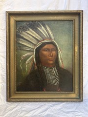 OIL PAINTING OF INDIAN CHIEF OURAY UTE 1867 AUTHENTIC SIGNED