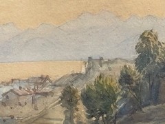 ANTIQUE 19C BRITISH SCHOOL WATERCOLOR PAINTING CANNES FRANCE ACKERMANN GALLERY