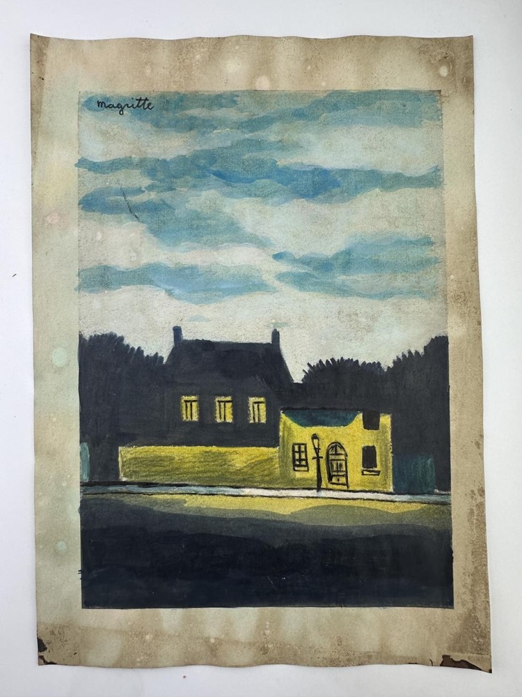 Rene Magritte COA Art Painting Original Drawing Vintage