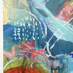 Original Abstract Art Painting on Heavy Paper Colorful Acrylic Signed 9×11.75 E