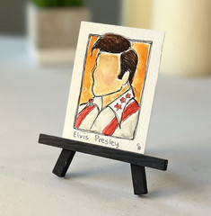 ACEO Original miniature painting Elvis Presley Signed Shara Braithwaite 2.5×3.5