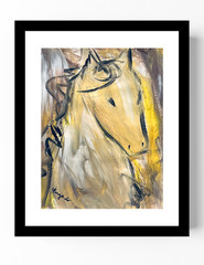 Guajardo Art: Horse Stare 11X8.5 Original Paper Signed Whimsical Art