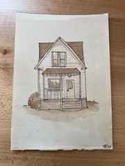 Original watercolor sepia house