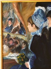 VTG Canvas Oil Painting Copy Of Renoir Woman At Theater Signed Framed 1979 MCM
