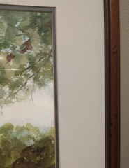 Lois Saunders Atkinson original watercolor painting of a mill, matted and framed