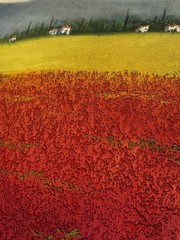 Extra Large Flower Field Oil Painting Impasto Landscape Tuscany Style Textured