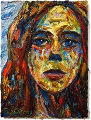 MODERN WOMAN GIRL ART SIGNED FEMALE OIL PAINTING ABSTRACT PORTRAIT VINTAGE DECO