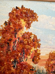 Amber Stones Autumn Landscape 9″ x 7″ framed, Ukraine