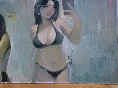 Realism Anime Girl Figure Interior Oil Painting 22″x28″ Canvas Original Signed