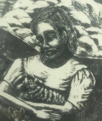 RARE Jesus w/ Children & Lambs Original Charcoal Hand Drawn Artwork Estate Find