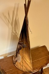 3-D Hand-Built Wigwam Art~ Wood and Canvas Constructed, Painted by SANCHEZ 22”