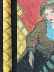Original Contemporary portrait RECLINING WOMAN Manner of Isaac TARKAY Signed