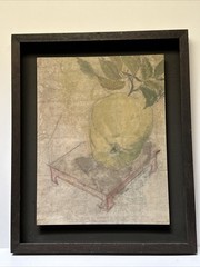 VINTAGE MODERNIST PAINTING STANGLE STILL LIFE FRUIT ON STAND MODERNISM
