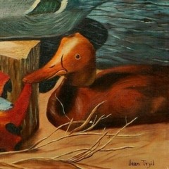 Duck Decoy Carvings, Original Oil Painting by Jean Tyzil. 22 x 30 Excellent Cond